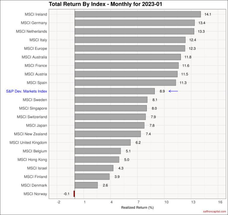 Developed Market Equities January 2023 MTD Returns | Saffron Capital | Minneapolis