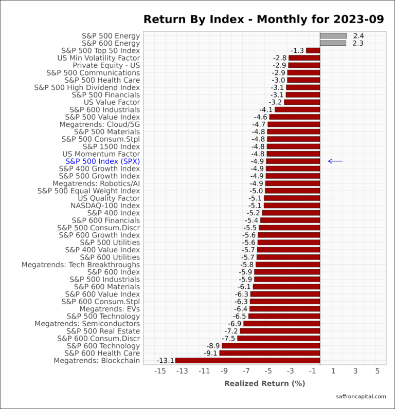 US Equity Returns YTD 2023-09 | Saffron Capital