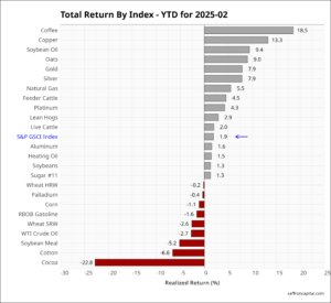 Commodities YTD February returns